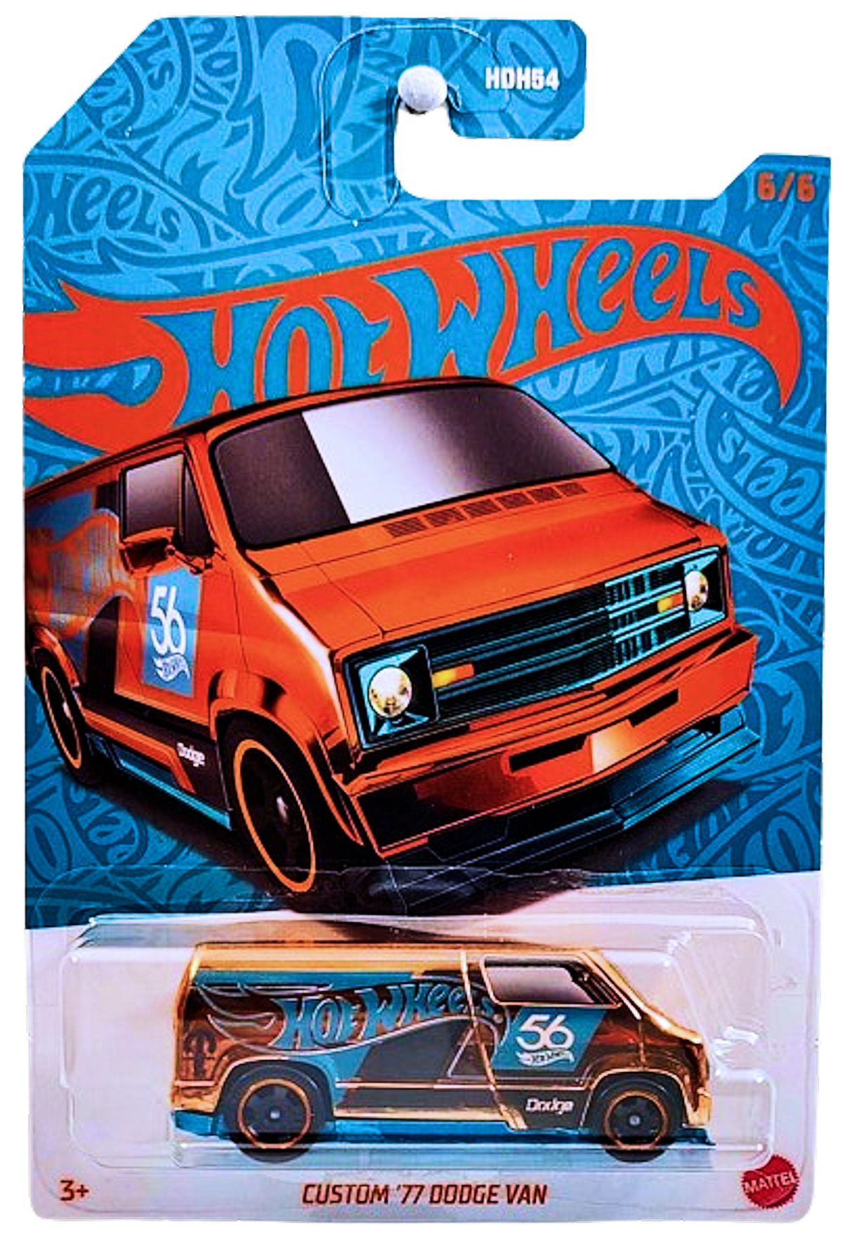 Hot Wheels 2024 - 56th Anniversary Wave 2 # 6/6 - CHASE - Custom '77 Dodge Van - Copper Chrome - Drug & Discount Stores Exclusive