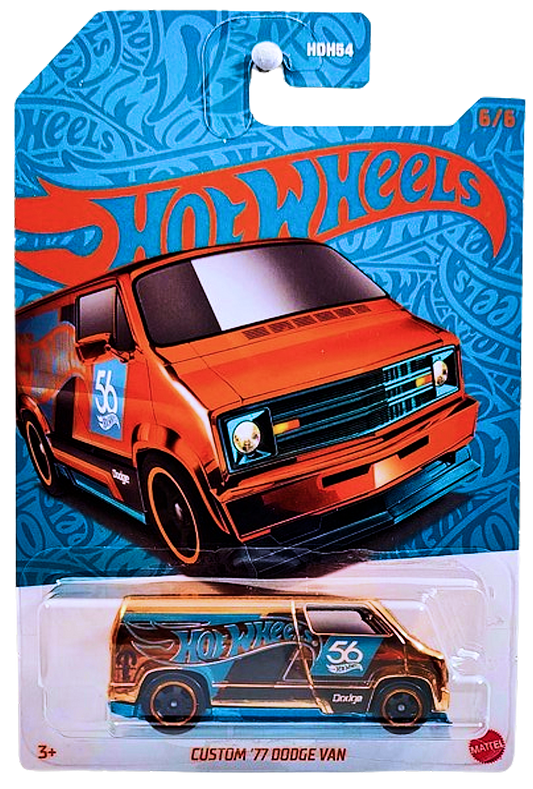 Hot Wheels 2024 - 56th Anniversary Wave 2 # 6/6 - CHASE - Custom '77 Dodge Van - Copper Chrome - Drug & Discount Stores Exclusive