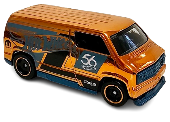 Hot Wheels 2024 - 56th Anniversary Wave 2 # 6/6 - CHASE - Custom '77 Dodge Van - Copper Chrome - Drug & Discount Stores Exclusive