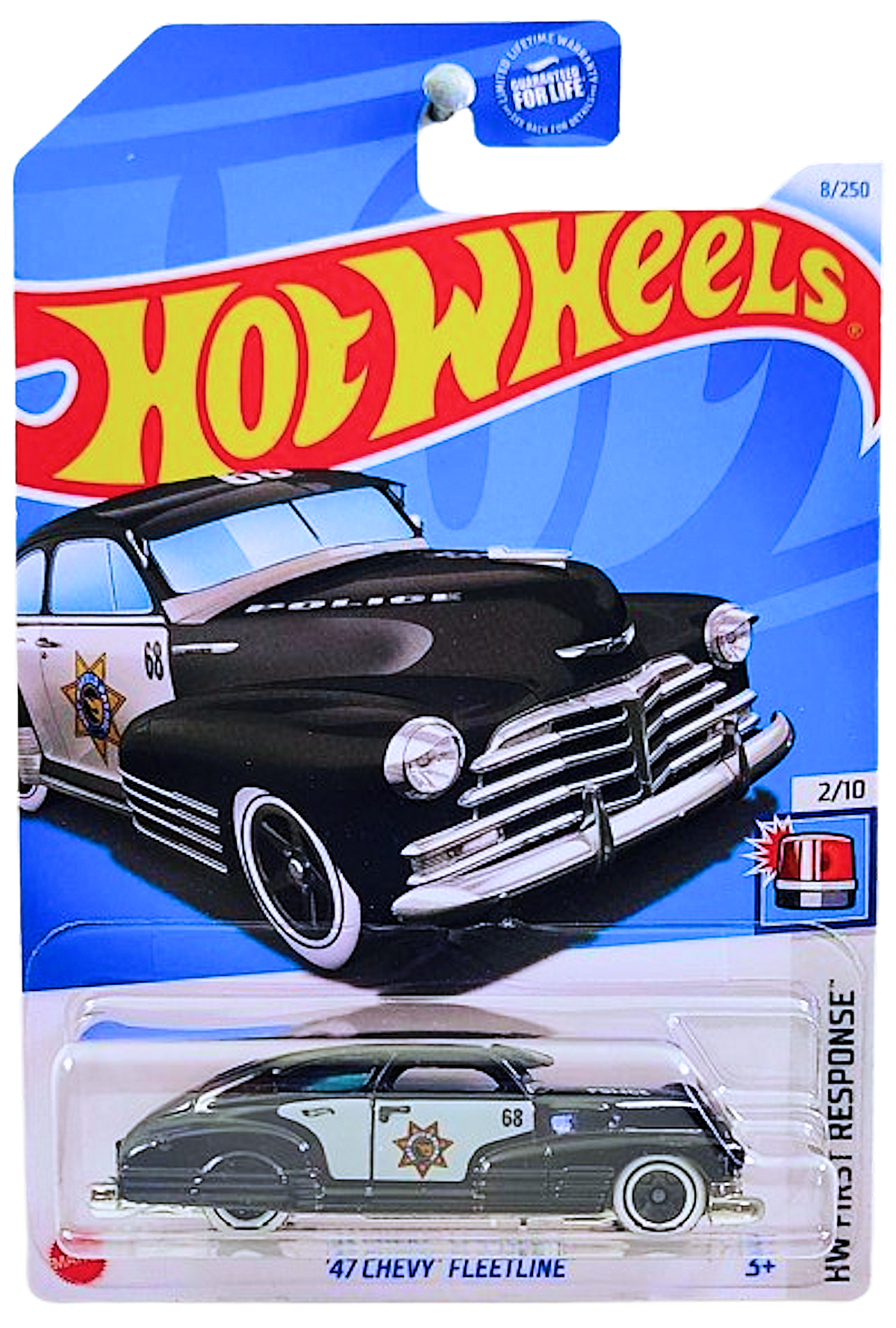 Hot Wheels 2024 - Collector # 008/250 - HW First Responders 2/10 - Treasure Hunts - '47 Chevy Fleetline - Black / #68 / Badge on Door with Circle Flame Logo - USA