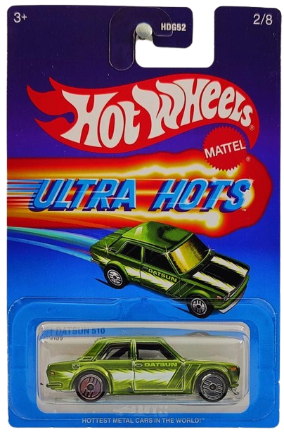 Hot Wheels 2024 - Theme Series / Mix 2 / Ultra Hots 2/8 - '71 Datsun 510 - Spectraflame Green - UH Wheels - Target Exclusive - Retro Ultra Hots Blister Card