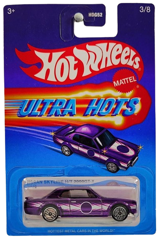 Hot Wheels 2024 - Theme Series / Mix 2 / Ultra Hots 3/8 - Nissan Skyline H/T 2000GT-X - Spectraflame Purple - UH Wheels - Target Exclusive - Retro Ultra Hots Blister Card