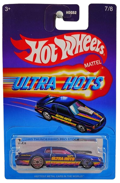 Hot Wheels 2024 - Theme Series / Mix 2 / Ultra Hots 7/8 - '86 Ford Thunderbird Pro Stock - Spectraflame Blue - UH Wheels - Target Exclusive - Retro Ultra Hots Blister Card