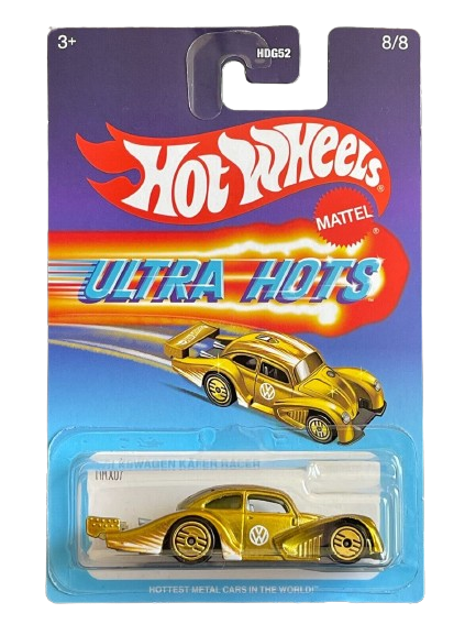 Hot Wheels 2024 - Ultra Hots 8/8 - Volkswagen Kafer Racer - Spectraflame Gold - Gold UH Wheels - Target Exclusive - Retro Ultra Hots Blister Card