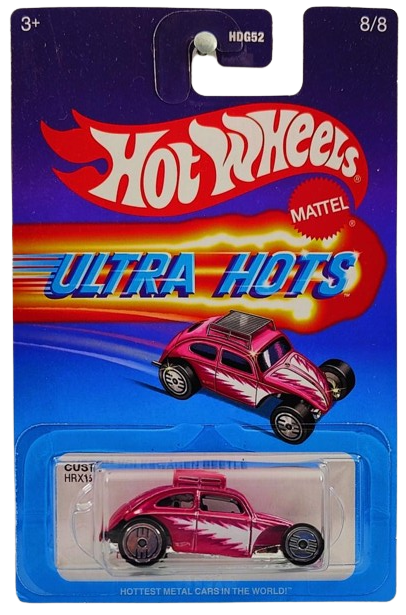 Hot Wheels 2024 - Theme Series / Mix 2 / Ultra Hots 8/8 - Custom Volkswagen Beetle - Spectraflame Pink - UH Wheels - Target Exclusive - Retro Ultra Hots Blister Card