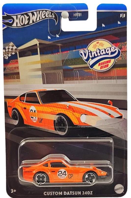 Hot Wheels 2024 - Theme / Mix 2 / Vintage Racing Club 5/5 - Custom Datsun 240Z - Orange / #24 - P4 Wheels - Kroger Exclusive