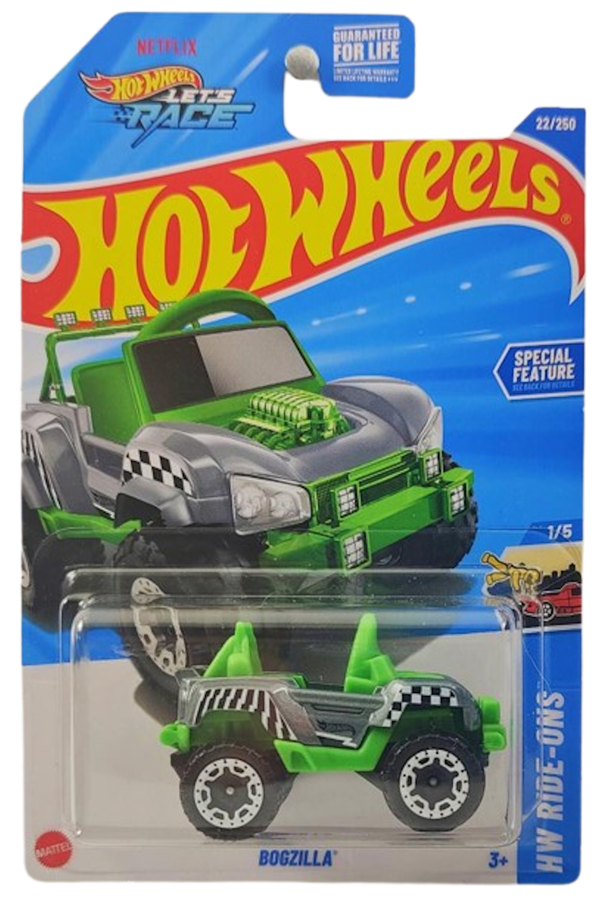 Hot Wheels 2025 - Collector # 022/250 - HW Ride-Ons 1/5 - Bogzilla - Gray & Green - USA 'Let's Race' Card