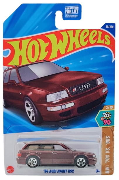 Hot Wheels 2025 - Collector # 029/250 - HW: '70s vs. '90s 2/10 - '94 Audi Avant RS2 - Metalflake Maroon - USA Card