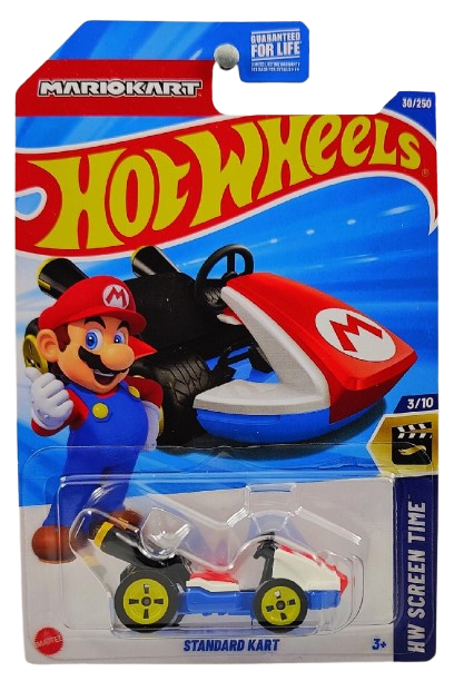 Hot Wheels 2025 - Collector # 030/250 - HW Screen Time 3/10 / Mariokart - Standard Kart - Red, White & Blue - USA Card