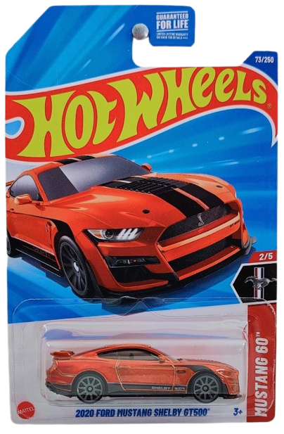 Hot Wheels 2025 - Collector # 073/250 - Mustang 60th 2/5 - 2020 Ford Mustang Shelby GT500 - Metalflake Dark Orange - USA Card