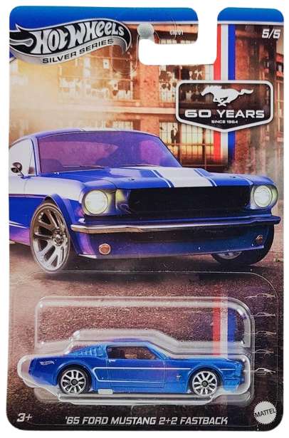 Hot Wheels 2025 - Theme / Mustang 60 Years Anniversary Series 5/5 - '65 Mustang 2+2 Fastback - Metalflake Blue - MM5 Wheels - Walmart Exclusive