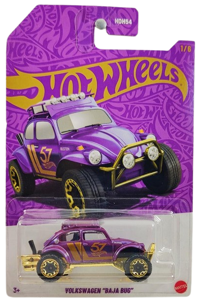 Hot Wheels 2025 - Theme / Purple & Gold / 57th Anniversary 1/6 - Volkswagen "Baja Bug" - Pearl Purple & Gold Chrome - Drug & Discount Stores Exclusive