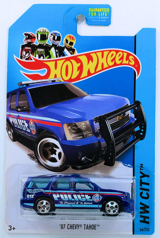 Hot Wheels 2014 - Collector # 044/250 - HW City / Rescue - '07 Chevy Tahoe - Blue / Police - USA Card