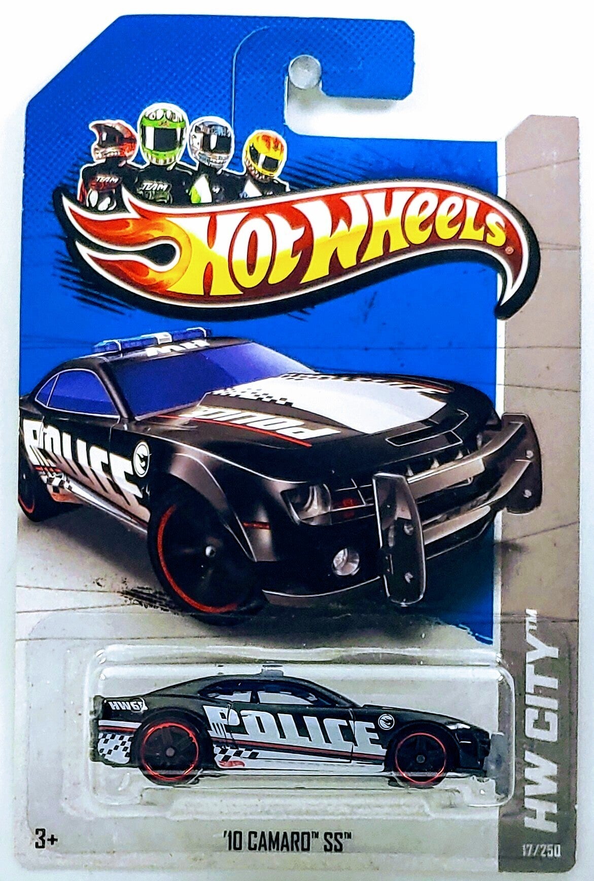 Hot Wheels 2013 - Collector # 017/250 - HW City / Rescue / Treasure Hunts - '10 Camaro SS - Black &amp; White / Police - USA Card