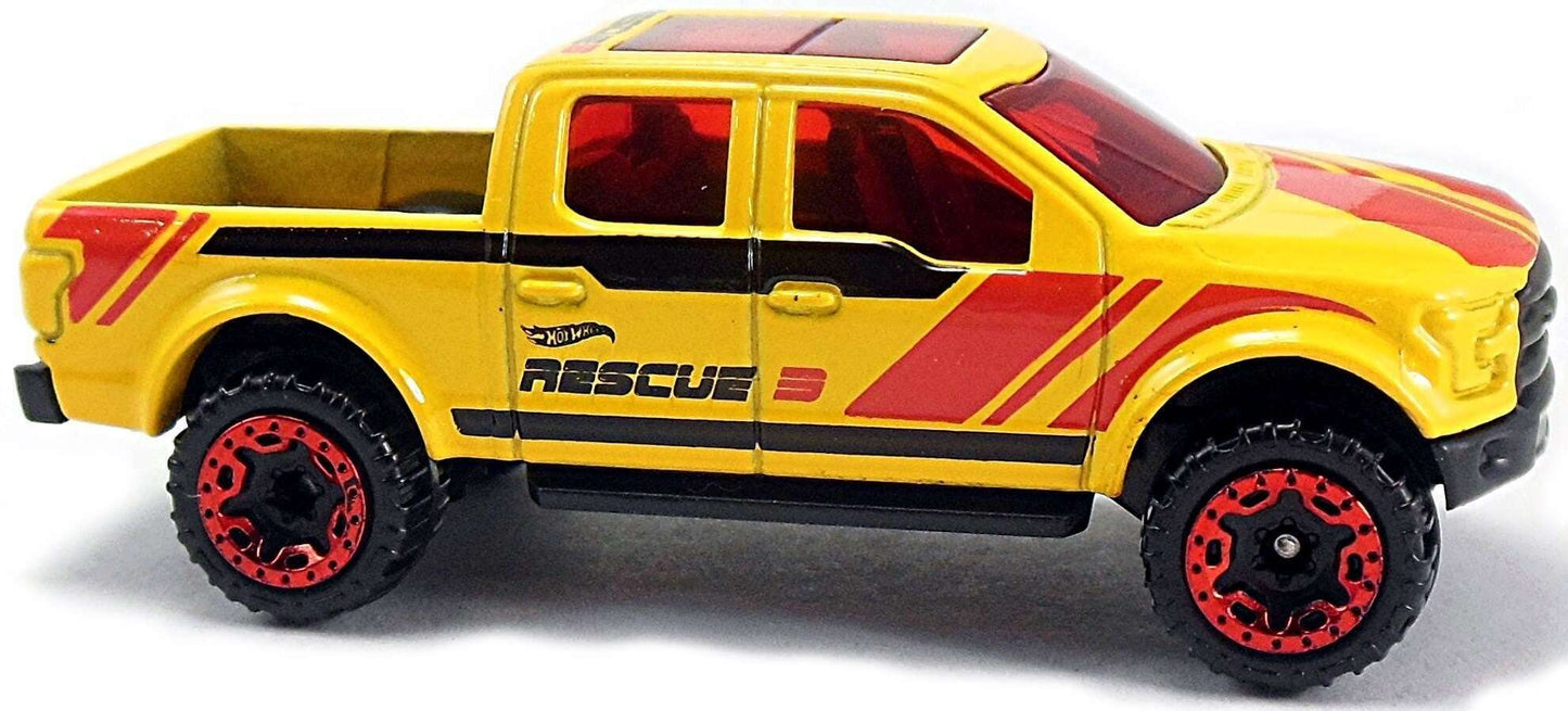 Hot Wheels 2017 - Collector # 065/365 - HW Rescue 10/10 - '15 Ford F-150 - Yellow / Rescue - USA Card with Factory Set Sticker