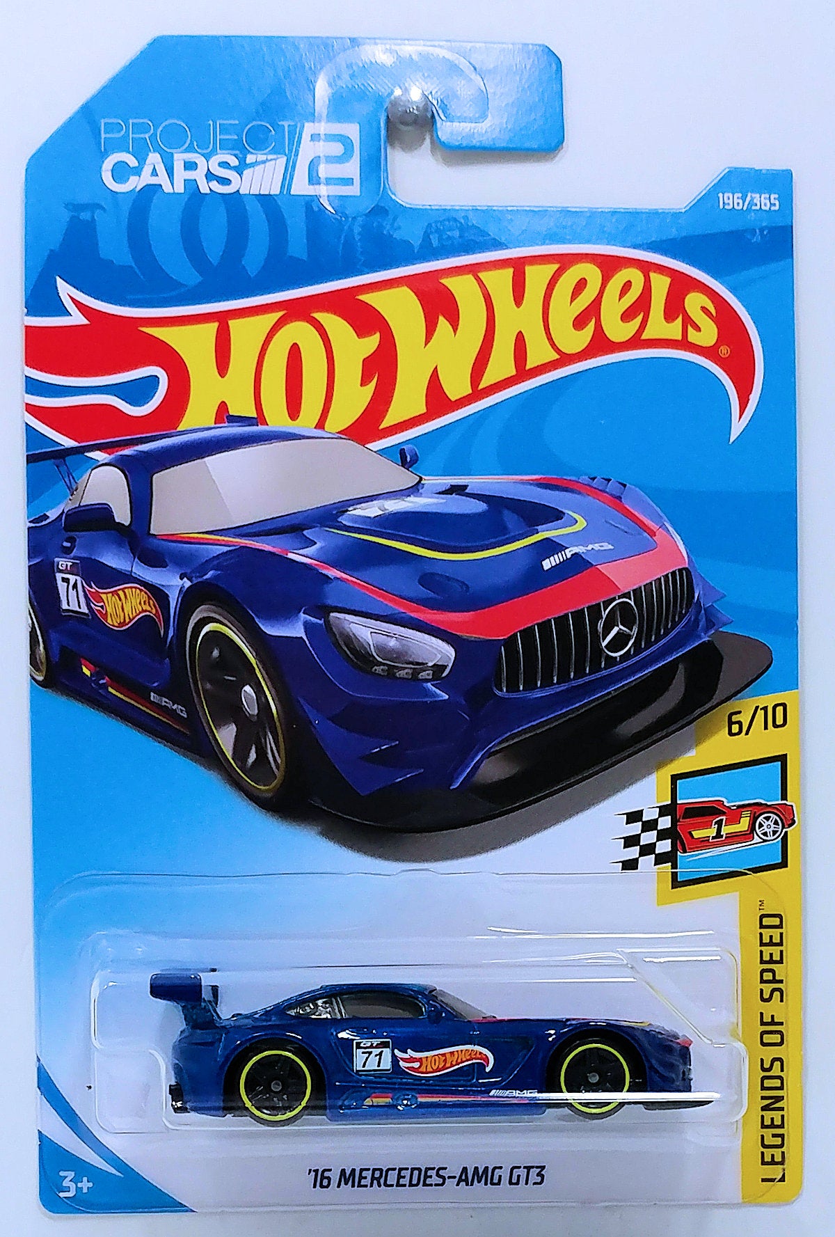 Hot Wheels 2018 - Collector # 196/365 - Legends of Speed 6/10 - New Models - '16 Mercedes-AMG GT3 - Blue - IC