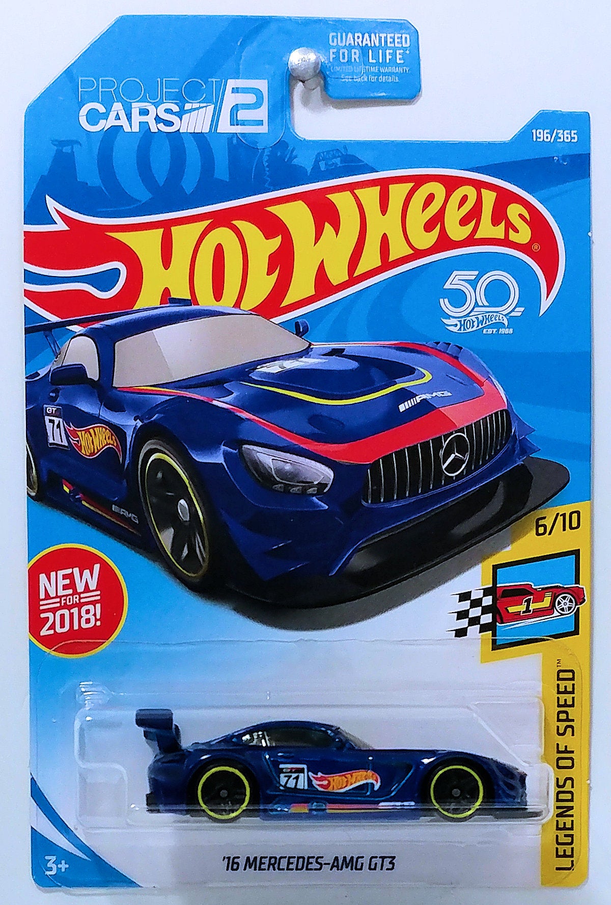 Hot Wheels 2018 - Collector # 196/365 - Legends of Speed 6/10 - New Models - '16 Mercedes-AMG GT3 - Blue - USA