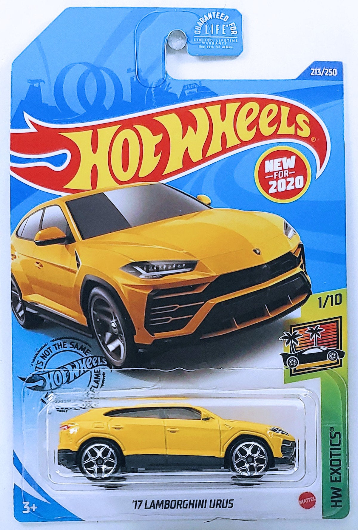 Hot Wheels 2020 - Collector # 213/250 - HW Exotics 1/10 - New Models - '17 Lamborghini Urus - Yellow - USA Card