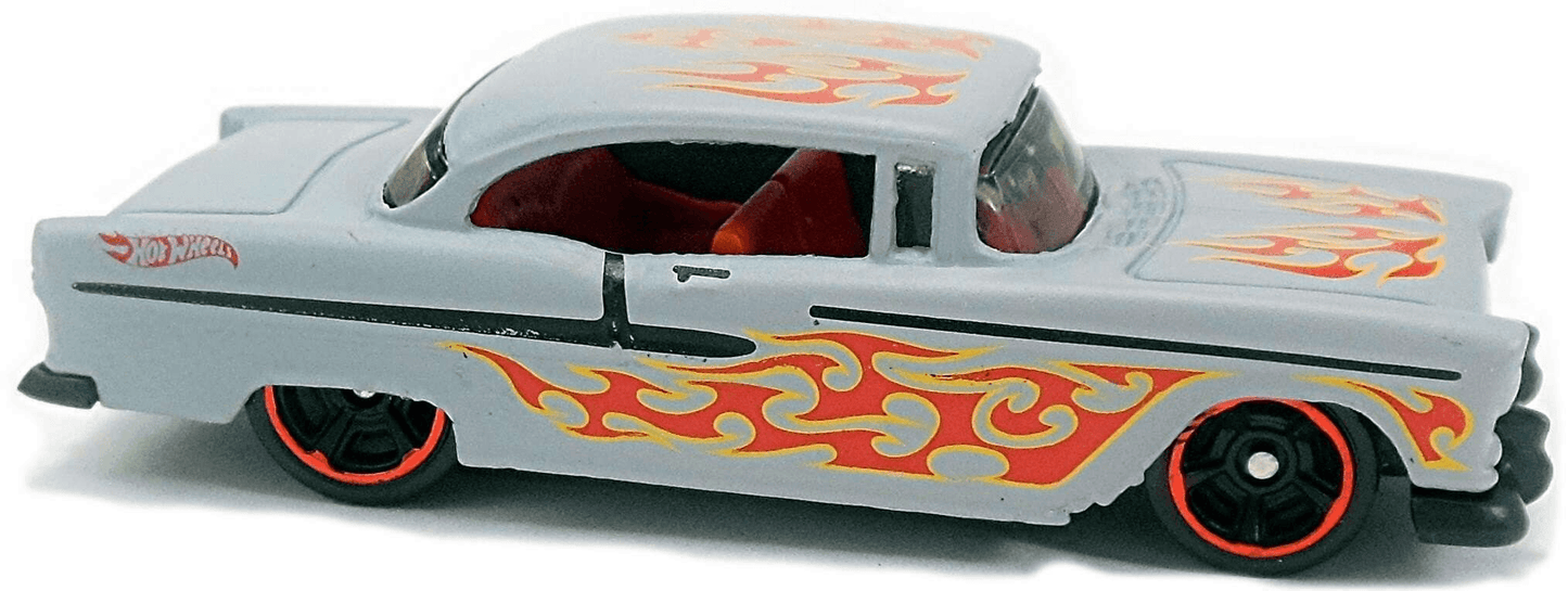 Hot Wheels 2018 - Collector # 300/365 - HW Flames 2/10 - '55 Chevy - Gray - USA