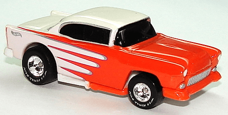 Hot Wheels 2001 - Final Run 2/12 - '55 Chevy - Red & White - Real Riders - Plastic Blister & Card - MPN 26993