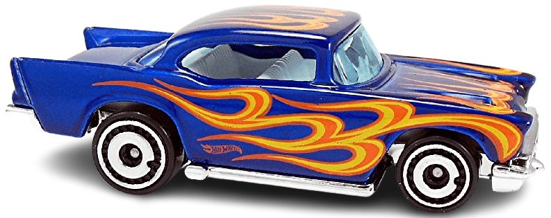 Hot Wheels 2019 - Collector # 009/250 - HW Flames 06/10 - '57 Chevy - Dark Blue - FSC