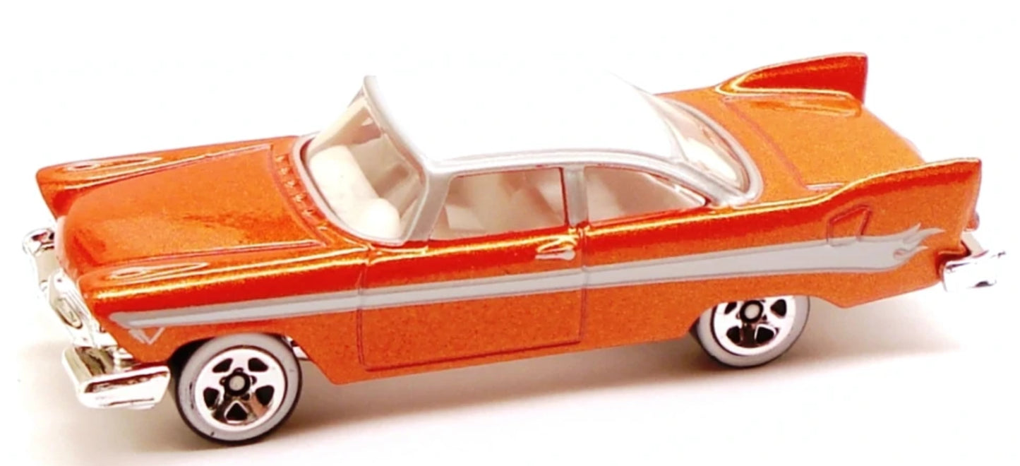 Hot Wheels 2009 - Collector # 044/190 - Treasure Hunts 02/12 - '57 Plymouth Fury - Orange Metalflake with White Roof - 5 Spoke Wheels on White Walls - USA Card