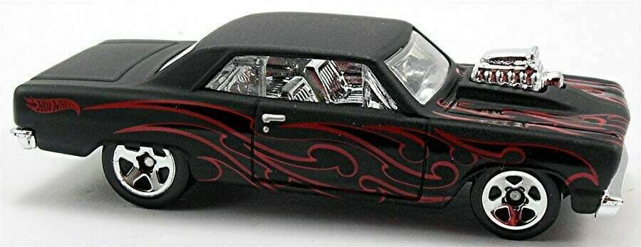 Hot Wheels 2014 - Collector # 233/250 - HW Workshop / Muscle Mania - '64 Chevy Chevelle SS - Flat Black / Flames - USA Card