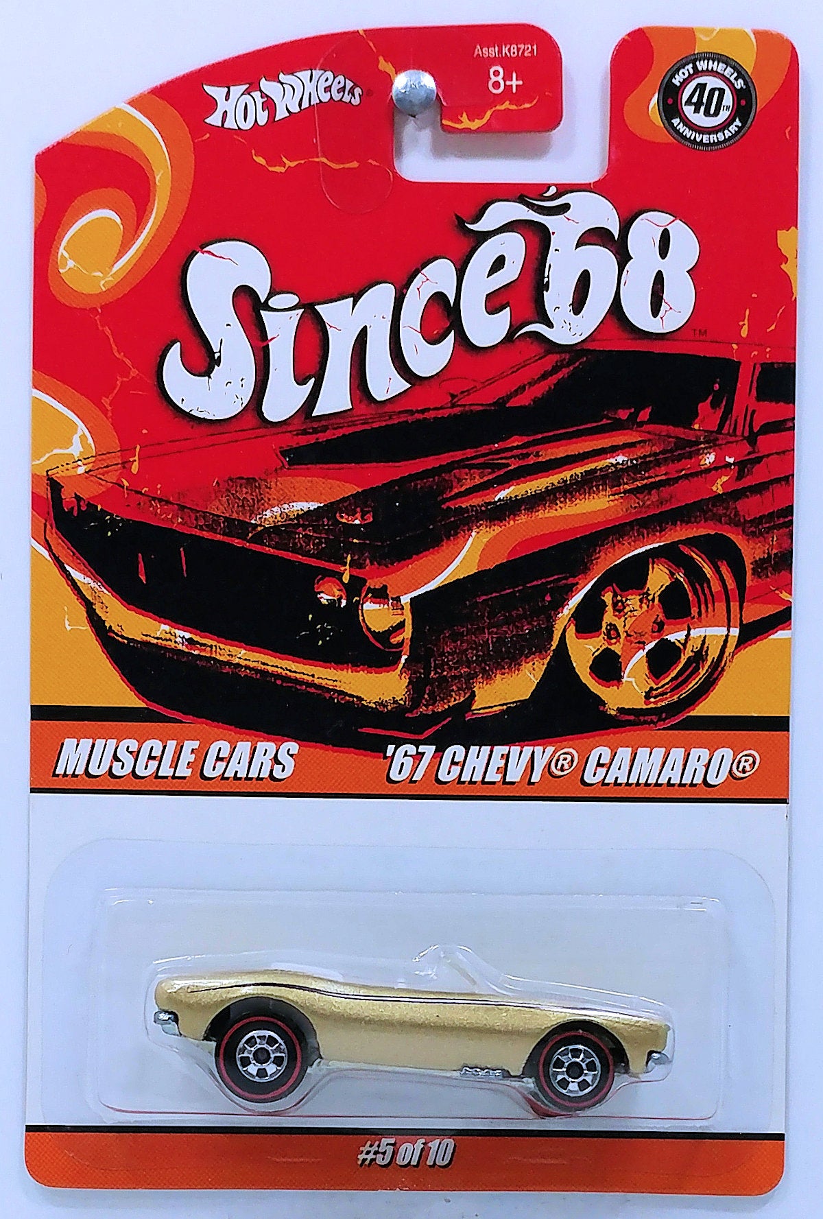 Hot Wheels 2008 - Since '68 / Muscle Cars # 05/10 - '67 Chevy Camaro - Metallic Gold - Metal/Metal - Red Lines