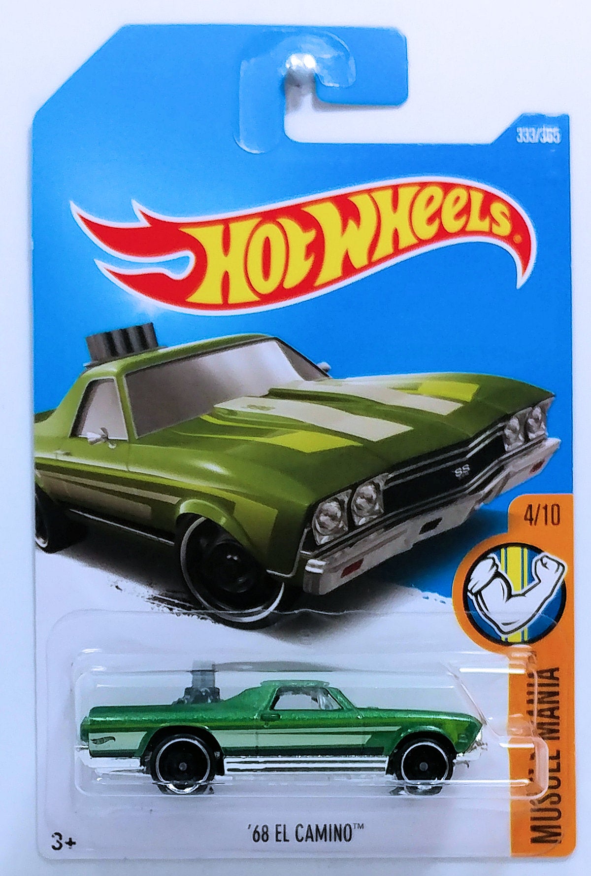 Hot Wheels 2017 - Collector # 333/365 - Muscle Mania 4/10 - '68 El Camino - Green Metalflake - International Card