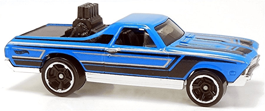 Hot Wheels 2015 - Collector # 122/250 - HW Off-Road / HW Hot Trucks - '68 El Camino - Blue / Black Engine in Bed - USA 'Showdown' Card