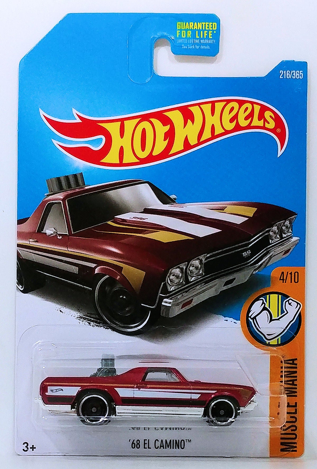 Hot Wheels 2017 - Collector # 216/365 - Muscle Mania 4/10 - '68 El Camino - Red Metalflake - USA Card