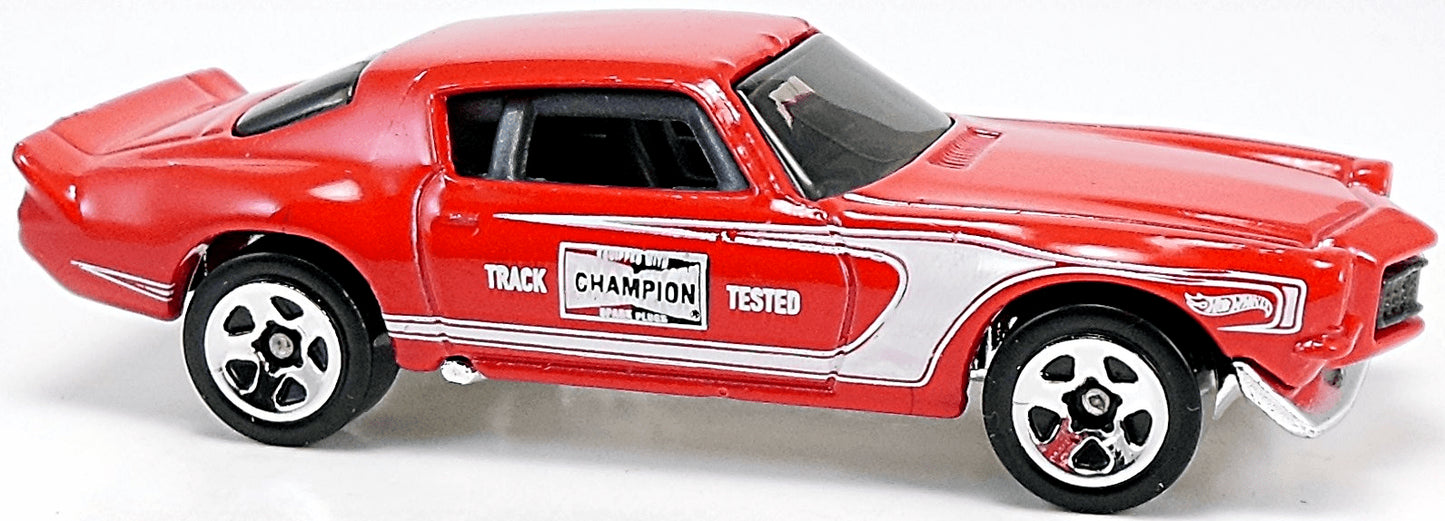 Hot Wheels 2012 - Collector # 144/247 - HW Performance 4/10 - '70 Camaro Road Race - Red / Champion Spark Plugs - USA Card