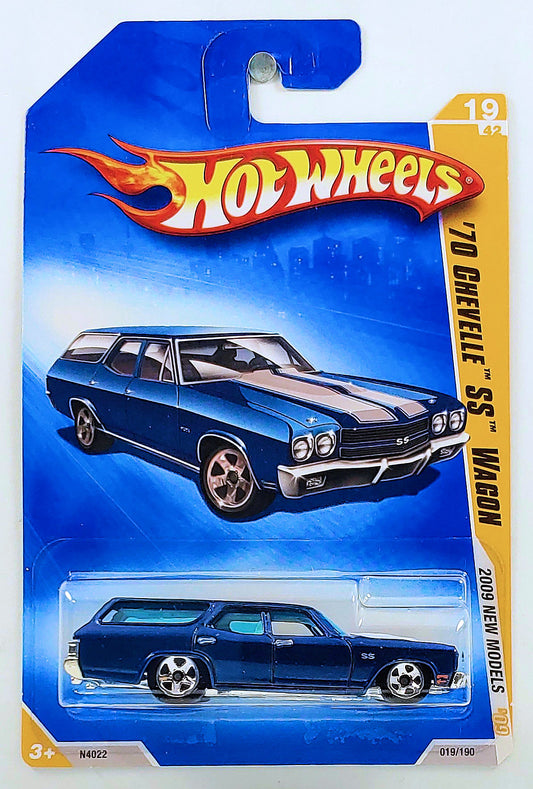 Hot Wheels 2009 - Collector # 019/190 - New Models 19/42 - '70 Chevelle SS Wagon - Blue - USA Card