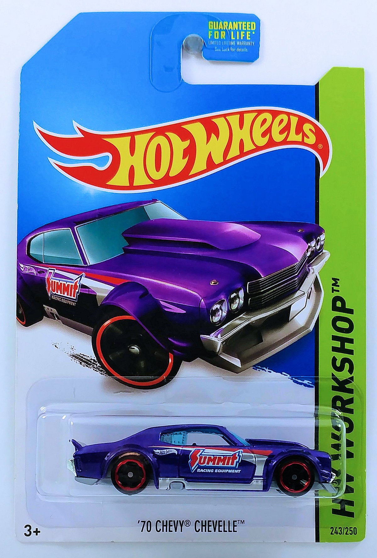 Hot Wheels 2014 - Collector # 243/250 - HW Workshop / HW Performance - '70 Chevy Chevelle - Purple - MC5 Wheels - USA Card