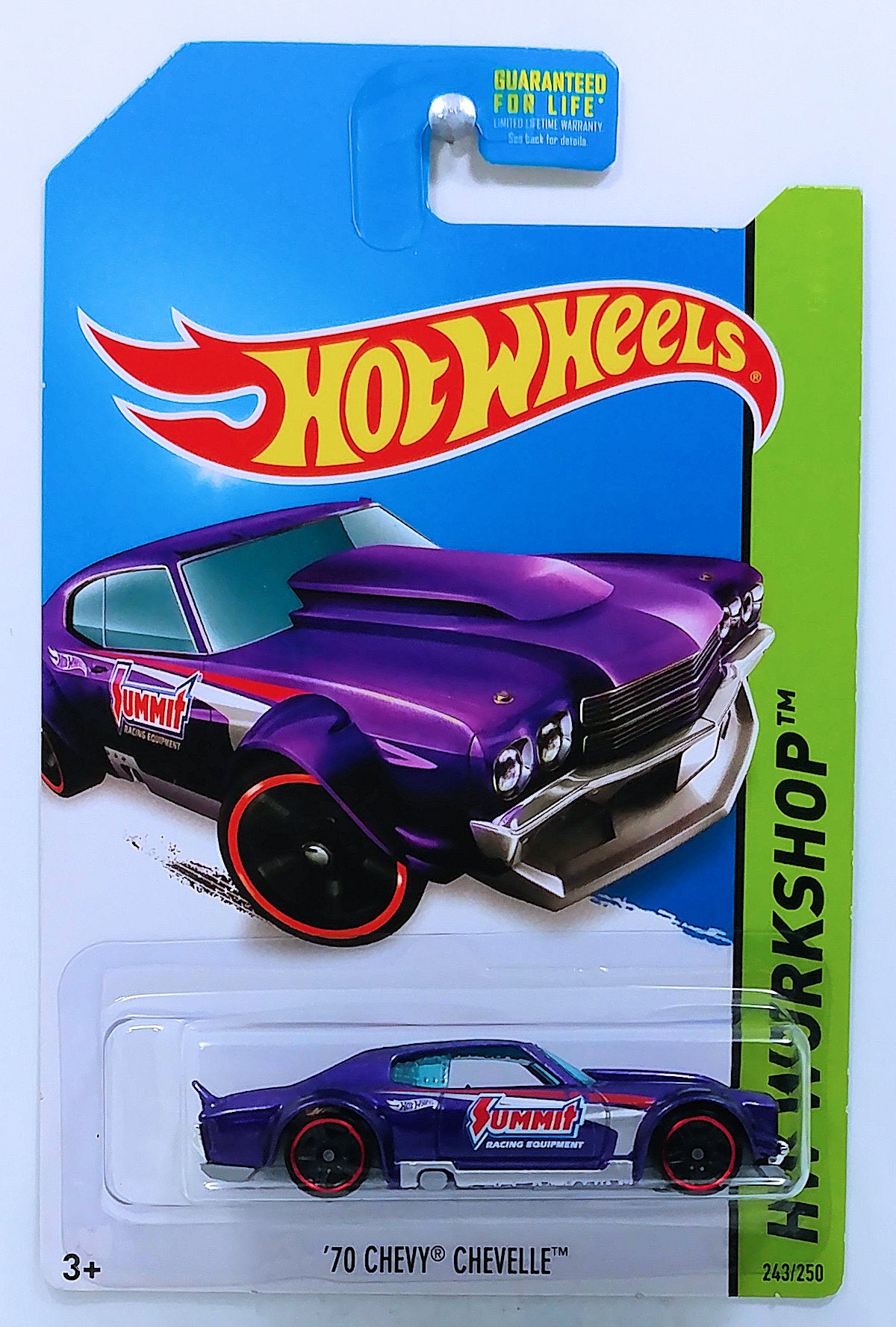 Hot Wheels 2014 - Collector # 243/250 - HW Workshop / HW Performance - '70 Chevy Chevelle - Purple - PR5 Wheels - USA Card