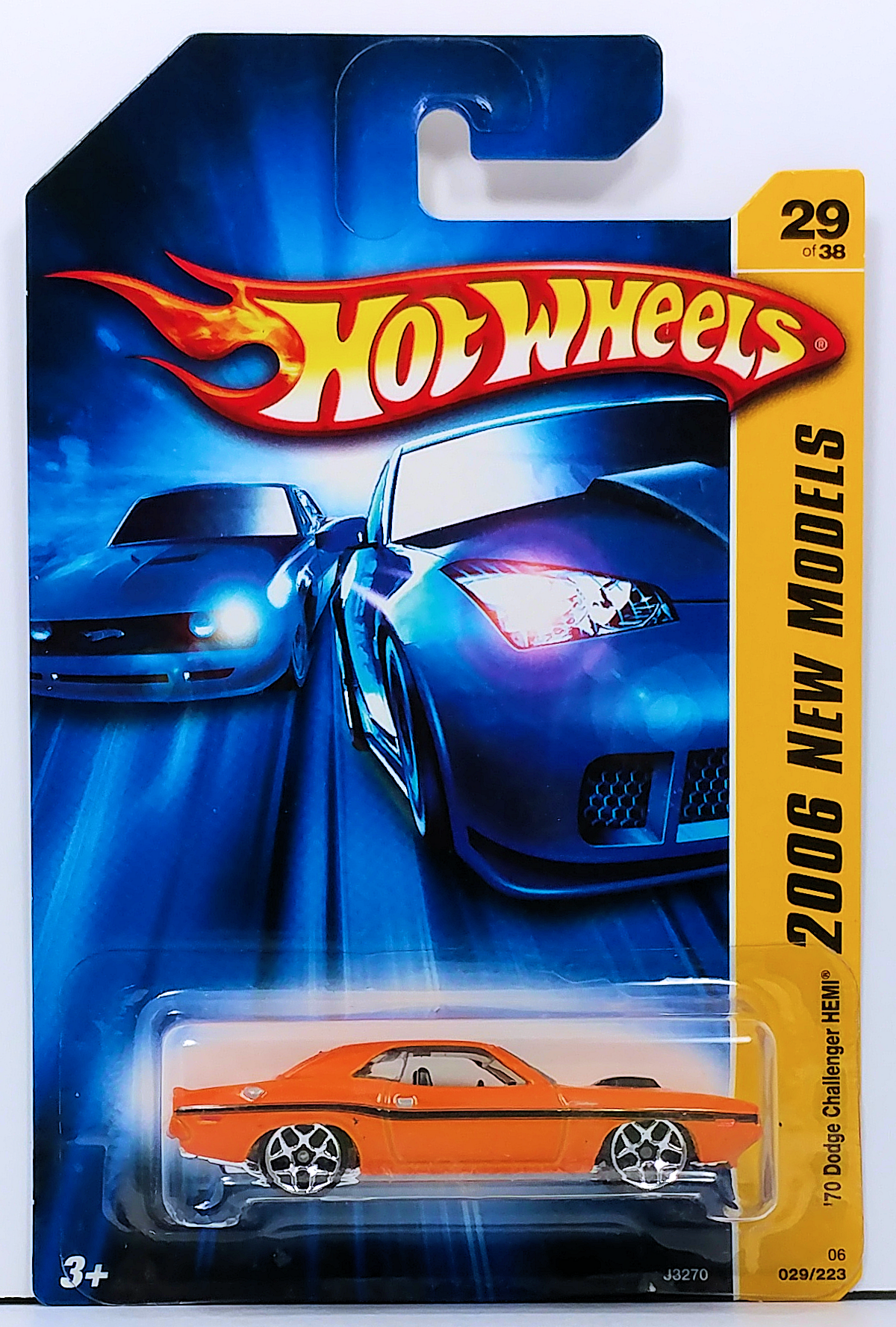 Hot Wheels 2006 - Collector # 029/223 - New Models 29/38 - '70 Dodge Challenger HEMI - Orange - Y5 Wheels - USA '07 Card