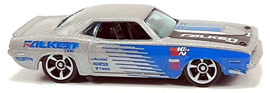 Hot Wheels 2013 - Collector # 247/250 - HW Showroom / HW Performance - '70 Plymouth AAR Cuda - Silver / 'Falken' - USA Card