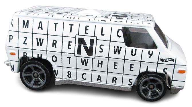 Hot Wheels 2023 - Collector # 016/250 - HW Art Cars 2/10 - 70s Van - White / Crossword Graphics - IC