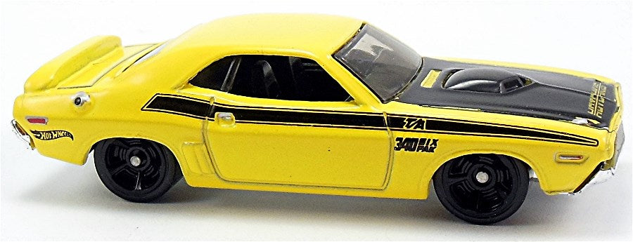 Hot Wheels 2014 - Collector # 242/250 - HW Workshop / HW Performance - '71 Dodge Challenger - Yellow / HOTCHKIS - USA Card