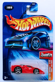 Hot Wheels 2004 - Collector # 009/212 - First Editions 9/100 - 'Tooned Enzo Ferrari - Red - DARK Chrome Engine - USA '04 New Card