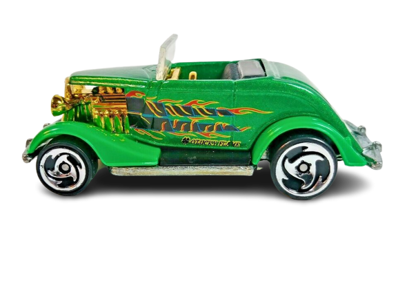 Hot Wheels 2000 Collector 008 250 Hot Rod Magazine Series 4 4 33 Ford Roadster Green Sawblade Wheels USA Angled Card