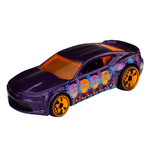 Hot Wheels 2023 - Halloween Series 03/05 - '16 Camaro SS - Metalflake Purple - Día de Los Muertos (Day of the Dead) - Grocery Store Exclusive