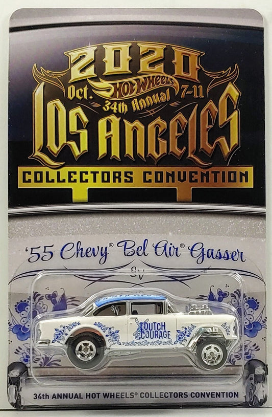 Hot Wheels 2020 - 34th Hot Wheels Annual Collectors Convention Dinner Car / Steve Vandervate - '55 Chevy Bel Air Gasser - White / Dutch Courage - Metal/Metal & Real Riders - 1,035 of 5,500