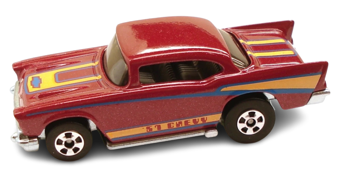 Hot Wheels 2011 - The Hot Ones - '57 Chevy - Metallic Dark Red - Basic Wheels - Metal/Metal - Lightning Fast Metal Racers