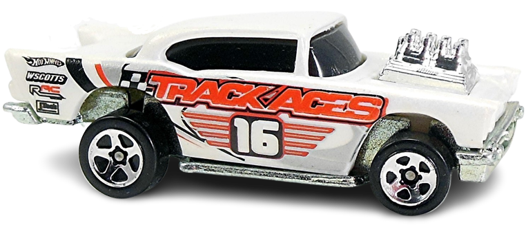 Hot Wheels 2006 - Collector # 118/223 - Track Aces 8/12 - '57 Chevy - White - 5 Spokes - USA