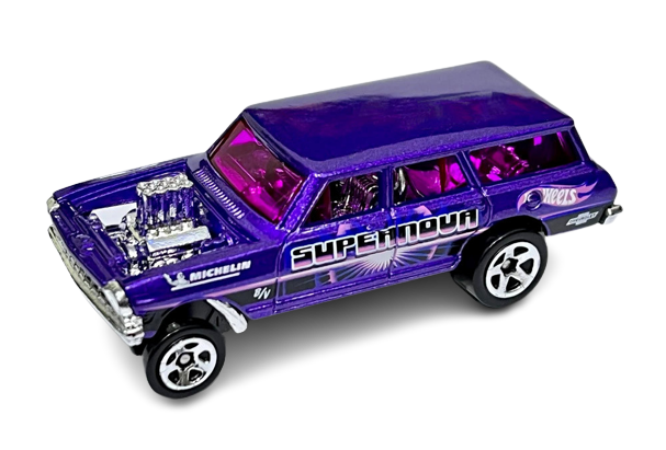 Hot Wheels 2023 - Collector # 145/250 - HW Gassers 2/5 - '64 Nova Wagon Gasser - Metalflake Purple / 'Supernova' - IC