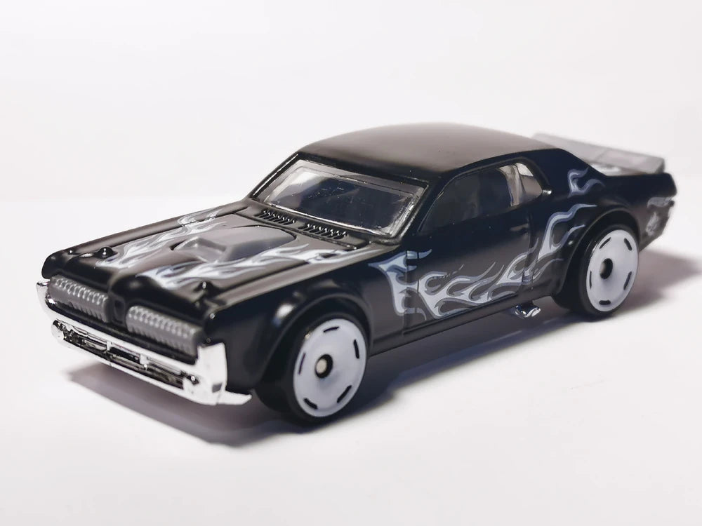 Hot Wheels 2019 - Collector # 164/250 - HW Flames 2/10 - '68 Mercury Cougar - Matte Black - White Flames / White Wheels - USA