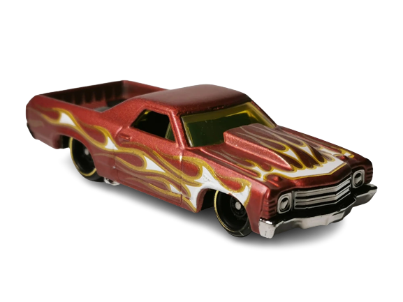 Hot Wheels 2019 - Collector # 008/250 - HW Flames 5/10 - '71 El Camino - Satin Burgandy - USA