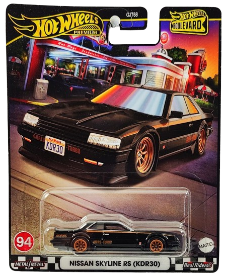 Hot Wheels 2024 - Premium / Boulevard # 94 -  Nissan Skyline RS (KDR30) - Black - Metal/Metal & Real Riders