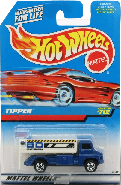 Hot Wheels 1998 - Collector # 712 - Tipper - Blue / 'BD Construction' - USA Red Car Card